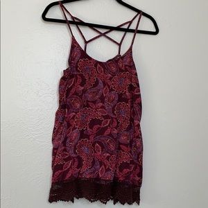 Mossimo paisley lace cross strap tank purple L